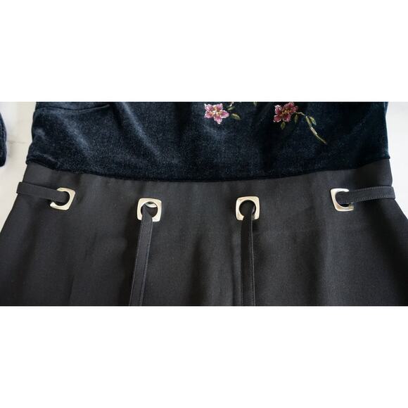 VTG Y2K Positive Attitude Floral Painted Velvet Maxi Dress 10 Whimsigoth Witchy - Picture 12 of 16